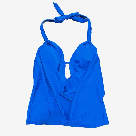 Cupshe Royal Blue Draped Halter Tankini Set - Picture 3 of 6
